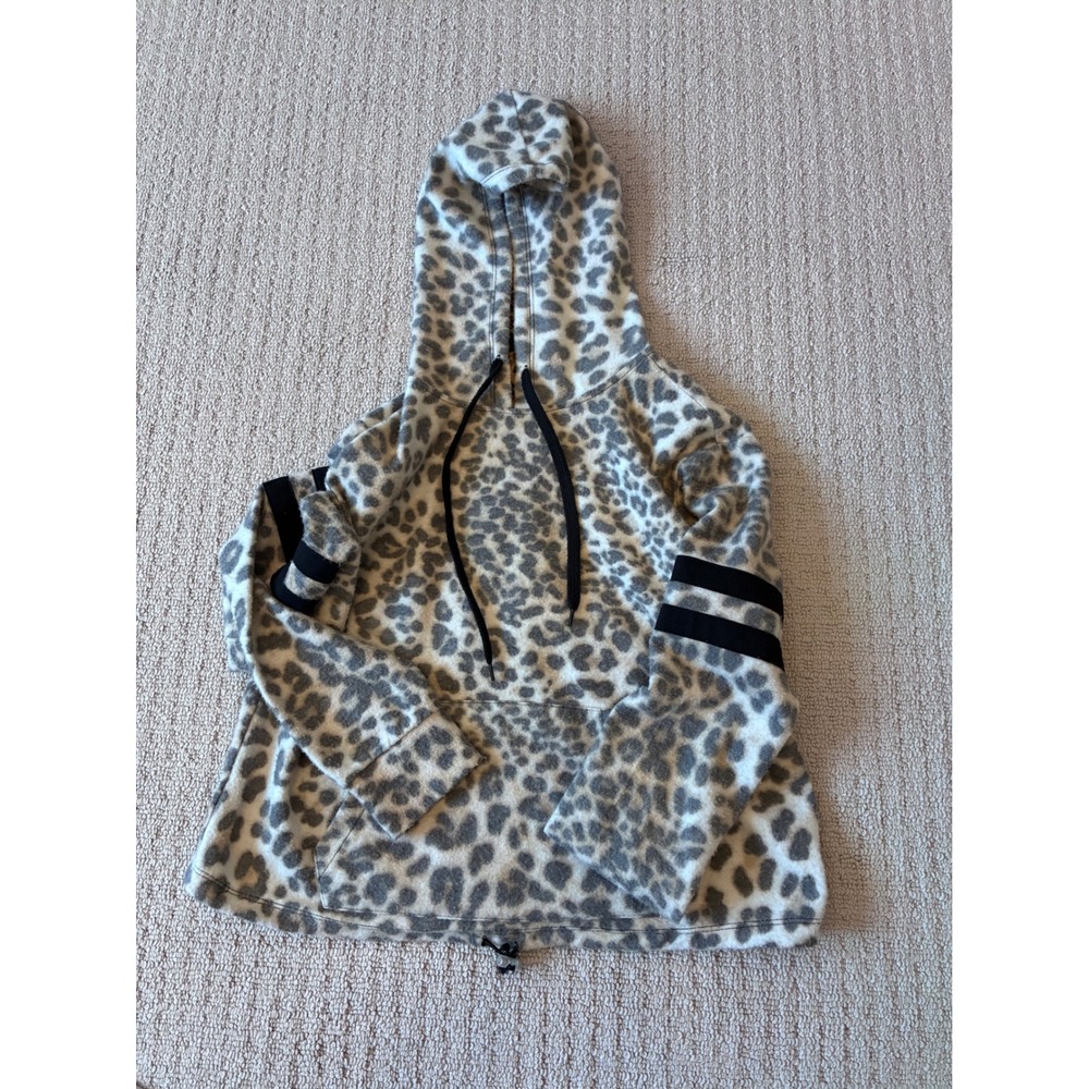 No Boundaries Girls‎ Leopard Print Fleece Hoodie Gray Black Size L 11-13